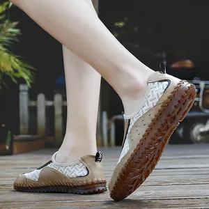 Mocassins d'été en maille respirante pour hommes avec semelle en caoutchouc durable