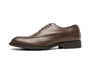 Classic men's brown leather Oxford dress shoe featuring a professional lace-up design