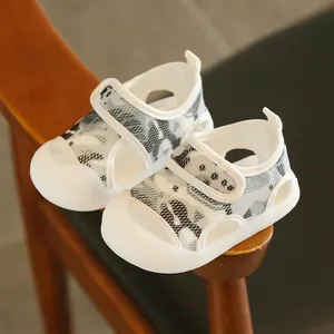 Infant breathable mesh sandals with closed-toe protection and soft non-slip sole