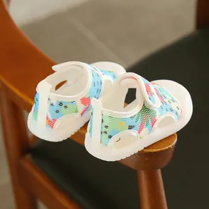 Summer baby sandals with closed toe and soft sole, breathable mesh toddler shoes