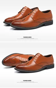 Vista dettagliata delle classiche scarpe Brogue in pelle marrone con decorazioni