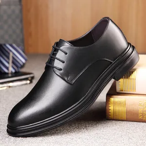 Chaussures Business pour Hommes en Cuir de Vachette Style Britannique à Lacets Derby Formelles Chaussures Oxford Antidérapantes