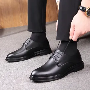 Chaussures de ville classiques en cuir noir pour hommes chaussures de bureau formelles