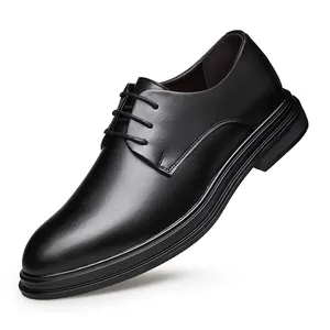 Chaussures classiques en cuir noir pour hommes d'affaires avec lacets et semelle confortable