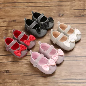 Baby Mädchen Prinzessin Mary Jane Schuhe Weiche Sohle Rutschfest Säugling Lauflernschuhe Glitzer Schleife Klettverschluss Kleinkind Schuhe