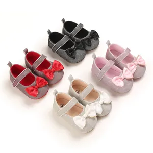 Baby Mädchen Prinzessin Schuhe mit weicher Sohle und dekorativer Schleife in vier Farben