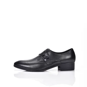 Eleganti scarpe monk strap in vera pelle bovina nera da uomo con dettaglio fibbia