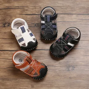 Sandalias para Bebé Niño Zapatos de Primeros Pasos Suela Blanda Verano Transpirable Antideslizante Casual Cuero PU Rayas