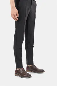 Professional brown burnished leather business shoes for men with black trousers
