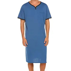 Chemise de nuit homme à manches courtes ample et respirante pour l'été et maison