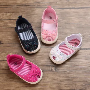 Baby Meisjes Zomer Stippen Sandalen Zachte Zool Katoen Strik Looplerenschoenen Peuter Ademend Antislip Schoenen
