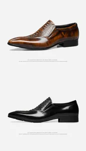 Vista detallada de mocasines de cuero para hombre estilo británico en negro y marrón