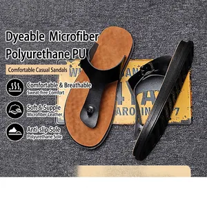Men's Microfiber Leather Flip Flops Outdoor Casual Beach Sandals Non-slip Wear-resistant High-end Summer Slippers Fashion Footwear
