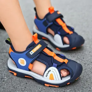 Sandali sportivi traspiranti blu navy e arancione per bambini per le giornate in spiaggia estive