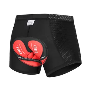 Detail view of breathable men's cycling underwear with thick red shockproof gel pad