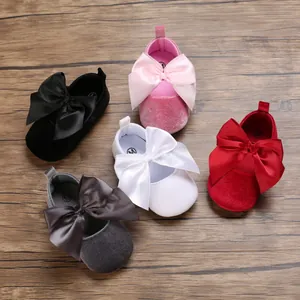 Zapatos de Princesa para Bebé Niña Suela Blanda Algodón Satén Lazo Mary Jane Zapatos de Primeros Pasos para Primavera Otoño