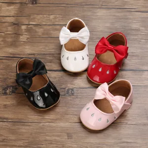Zapatos de princesa para bebé niña con lazo y suelas suaves antideslizantes