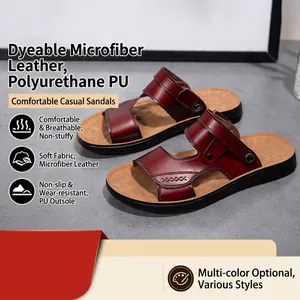 Sandali da Uomo Casual in Pelle Microfibra Traspiranti Antiscivolo da Spiaggia all Aperto Ciabatte con Fibbia Sandali Estivi per Uomo