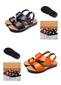 Detailed views of women's summer PU leather sandals with anti-slip soles in multiple colors.