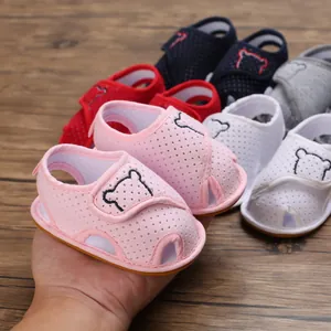 Cartoon Bear Baby Walking Sandals Breathable Mesh Summer Infant First Walkers Soft Rubber Sole Anti Slip Hook And Loop Prewalker Shoes