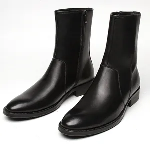 Klassische schwarze Leder-Chelsea-Boots für Herren mit Reißverschluss und spitzer Kappe