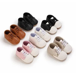 Infant Baby First Walker Shoes Soft Sole Synthetic Leather Brogue Anti-Slip Sneakers for Toddler Boys Girls Newborn