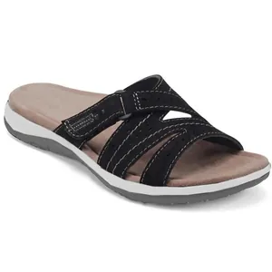 Women Western Thick Sole Hollow Carved Slides Breathable Synthetic Leather Casual Comfortable Slip-On Sandals For Daily Wear