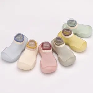 Breathable baby sock shoes with soft soles available in multiple pastel colors for infants
