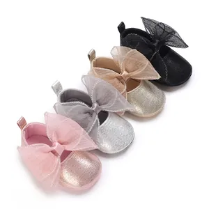 Baby Mädchen Prinzessin Lauflernschuhe Künstliches PU Weiche Sohle Schleife Kleinkind Glänzend Party Kleid Schuhe Für Den Alltag