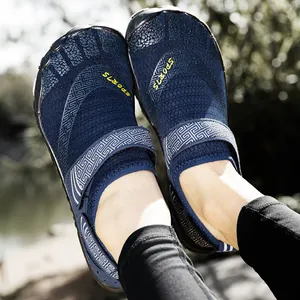 Breathable navy blue five-finger water shoes for outdoor hiking, swimming, and wading