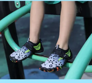 Detail view of children's breathable water shoes for beach and swimming outdoors