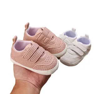 Atmungsaktive Babyschuhe aus PU-Leder mit weicher Sohle für Kleinkinder von 0-1 Jahr