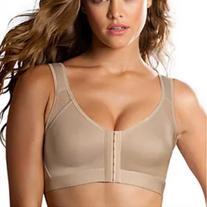 Soutien-gorge de Sport Femme Fermeture Avant Sans Armatures Respirant Yoga Course Push Up Gilet Top