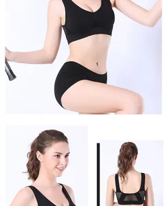Comprehensive detail view of black mesh sports bra showing front, side, and back angles