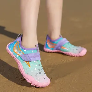 Vibrant kids quick-dry aqua water shoes with non-slip rubber sole for beach and swimming