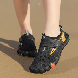 Children's black water shoes for beach and snorkeling with quick-dry mesh and sport strap