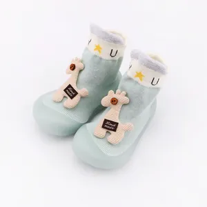 Soft-soled baby sock shoes with cute cartoon giraffe and star patterns for infants