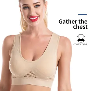 Breathable nude mesh sports bra with gathering effect for yoga fitness and gym training