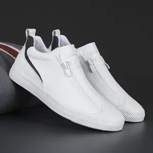 Weiße Herren-Sneaker mit Reißverschluss und Muschel-Zehenkappe für den Alltag