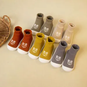 Baby Cartoon Bear Soft Sole Walking Shoes Breathable Knit Sock Shoes Indoor Anti-Slip First Walkers For Infants 1-3 Years