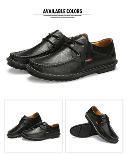 Detailed view of men's black leather casual shoes with hand-stitched seams
