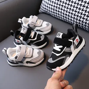 Toddler Kids Fashion Sneakers Breathable Mesh Patchwork Sporty Walking Shoes With Hook-and-loop Closure For Boys Girls Casual Outdoor