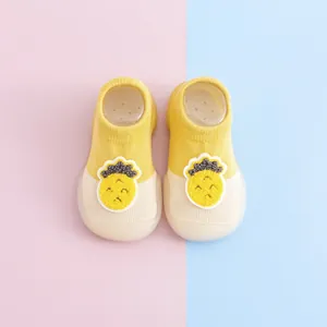 Breathable baby knit sock shoes with cute pineapple cartoon design and soft soles