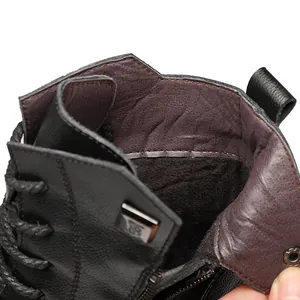 Bottes Martin en cuir premium pour hommes avec doublure chaude et détail zippé