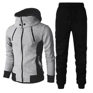 Herren Casual Farbblock Sportlicher Trainingsanzug Set Verdickte Kapuzenjacke Und Lange Hose Outdoor Activewear Top Und Bottom