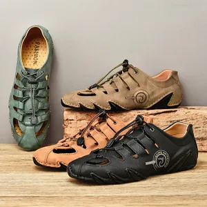 Atmungsaktive Herren Leder-Sandalen für den Sommer am Strand oder in der Freizeit.