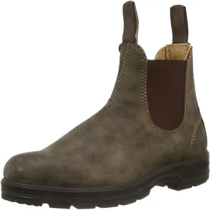 Bottines Chelsea classiques en cuir marron rustique pour hommes et femmes avec languettes