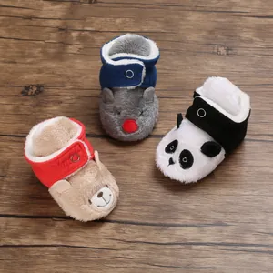Zapatos de Primeros Pasos de Felpa Cálidos de Invierno para Bebé Dibujos Animados Oso Panda Ratón Suela Blanda Botas de Nieve