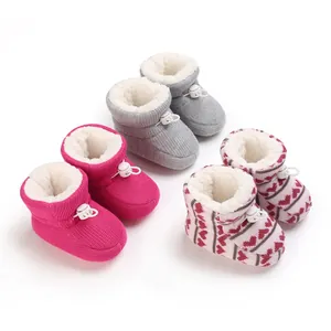 Stivaletti da Neve Invernali per Neonato Scarpe Primi Passi a Maglia Caldi Foderati in Pelliccia Sintetica Suola Morbida