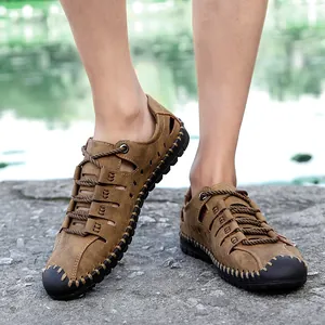 Sandali casual da uomo in pelle fatti a mano traspiranti all'aperto